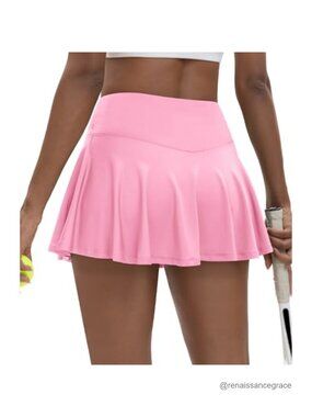 Women's Pleated Tennis Skort with Pockets High Waisted Mini Skirt